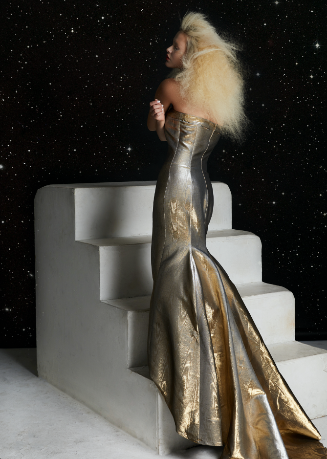 Metallic Glimmer Evening Gown