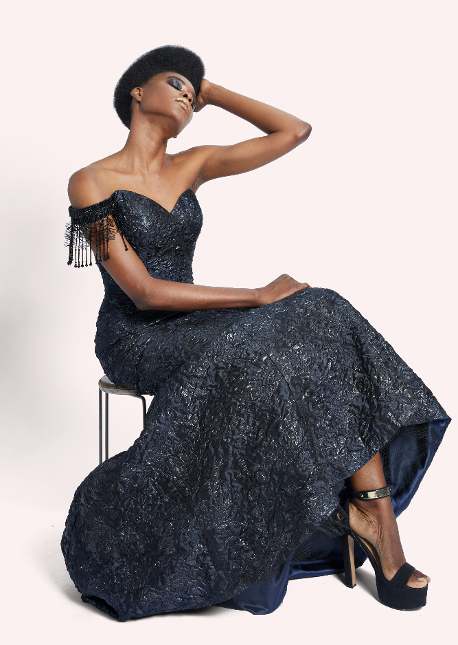 Navy Chandelier Evening Gown