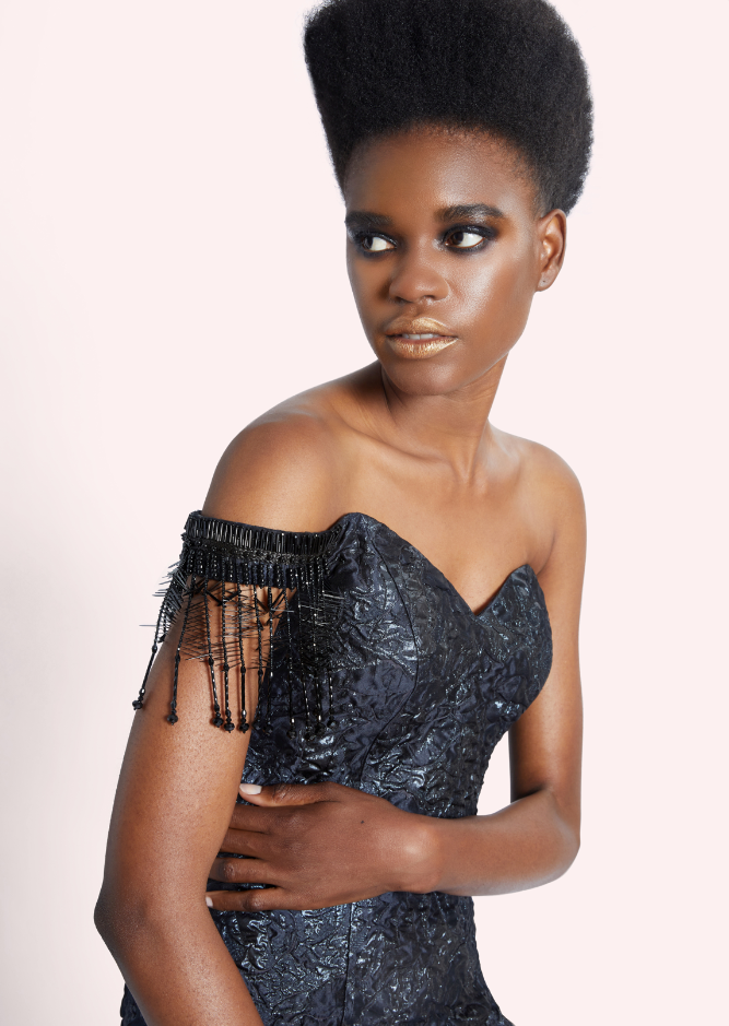 Navy Chandelier Evening Gown