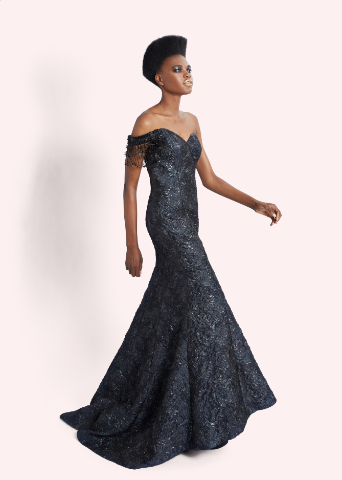 Navy Chandelier Evening Gown