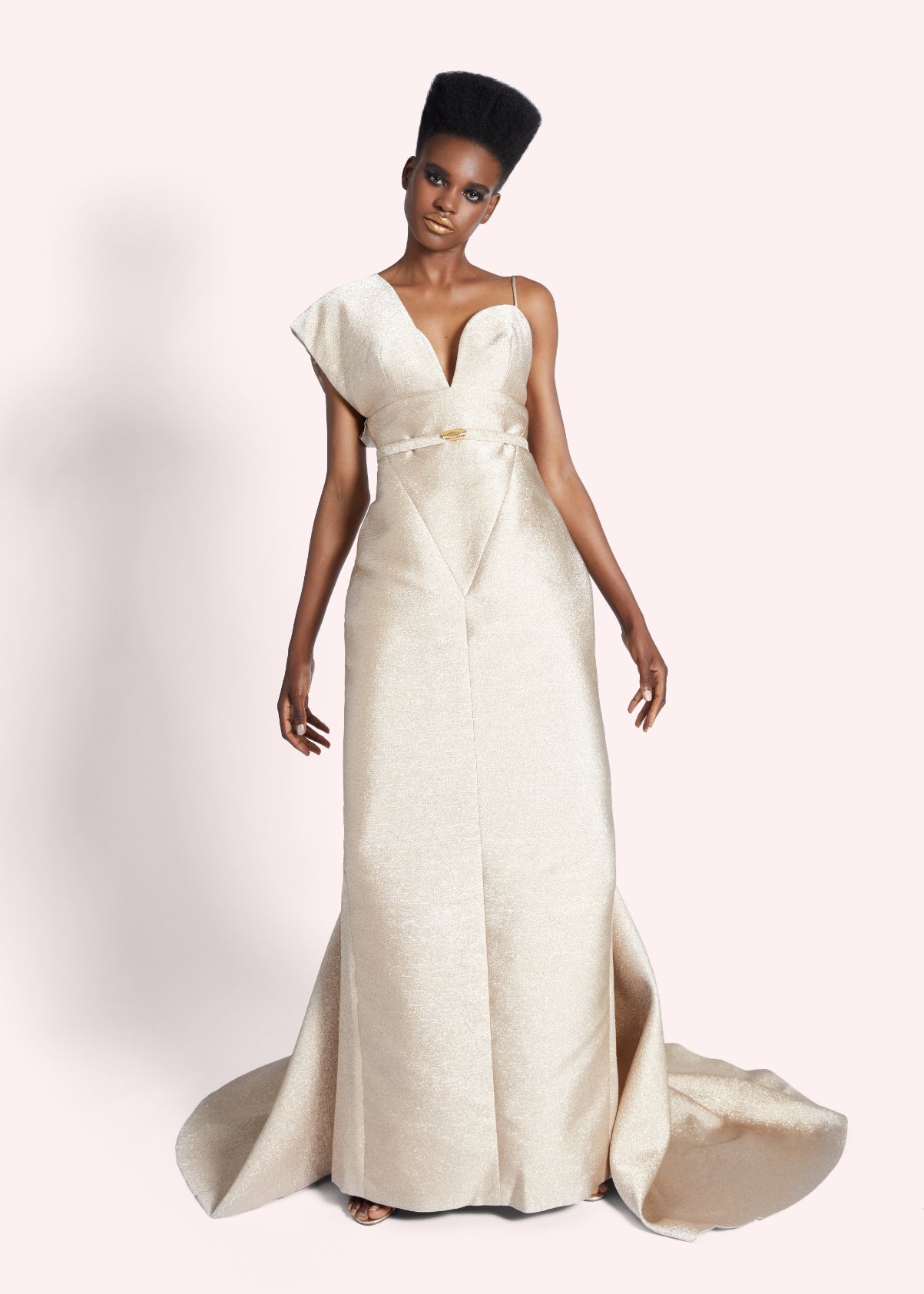 Belted Champagne Gown