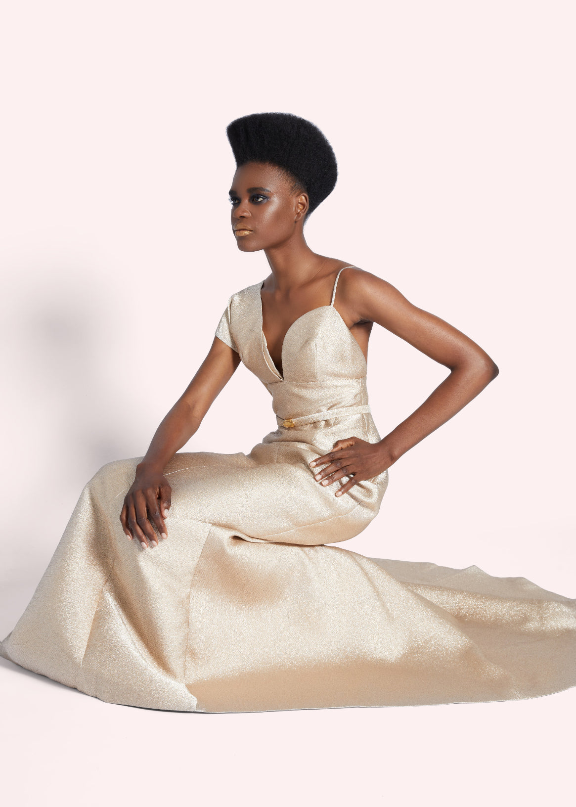 Belted Champagne Gown