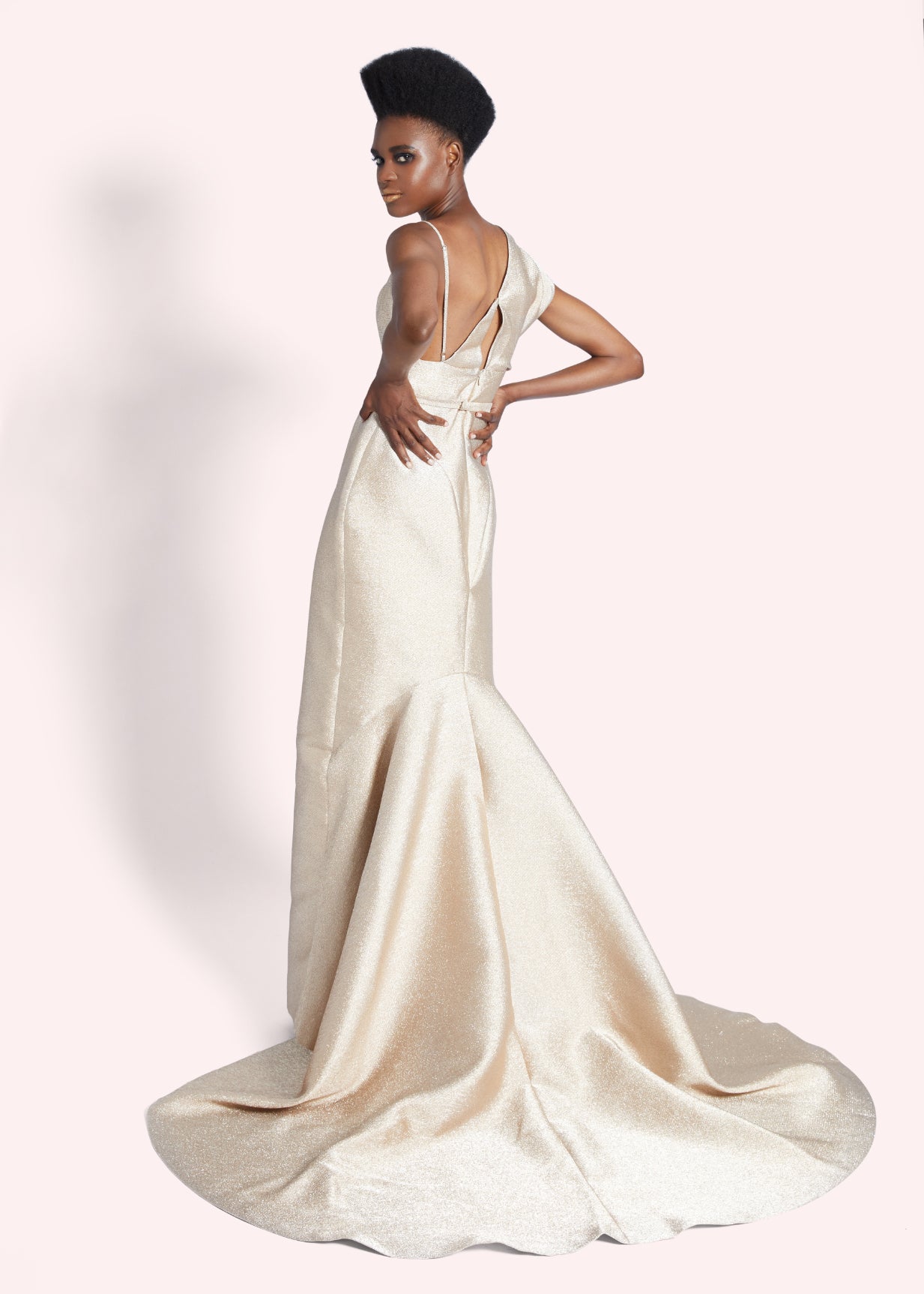 Belted Champagne Gown