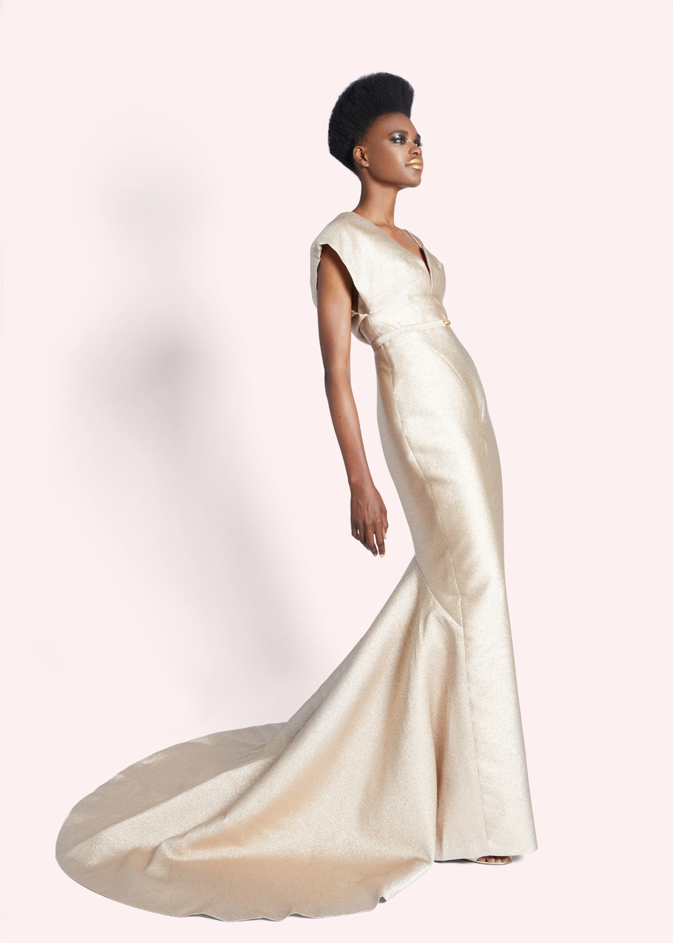 Belted Champagne Gown